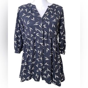 MAEVE/ANTHROPOLOGIE: V-Neck, Button-Down, Short Dress, Navy, Size XS